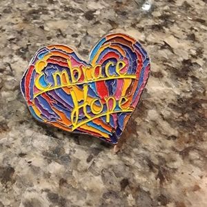 Penzey's Multicolored Embrace Hope Lapel Pin Brooch, Vintage